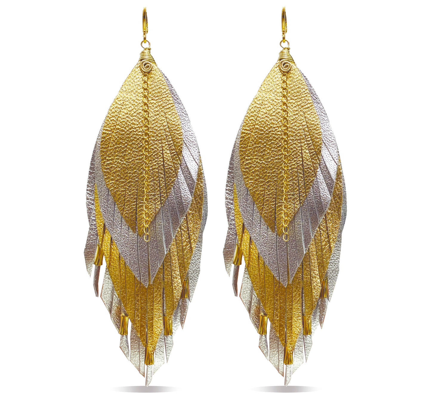 Aretes Medianos Cascada Dorado Plata