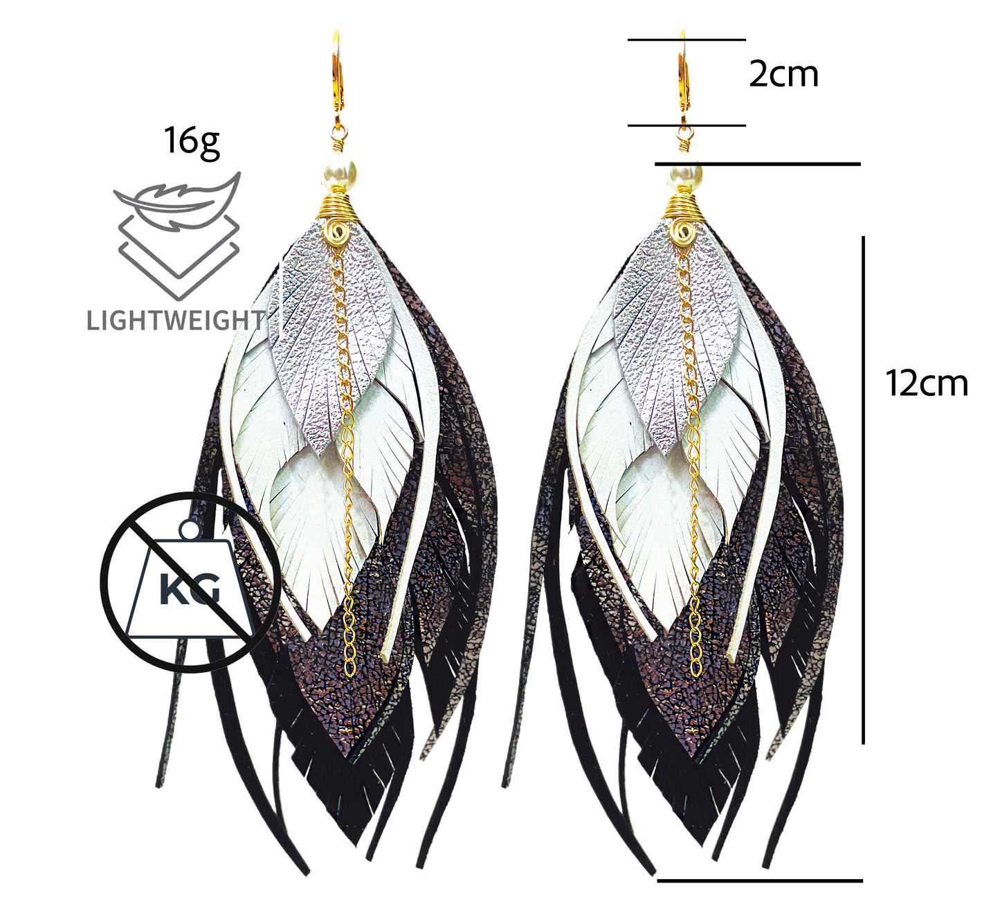 Aretes Multipluma Chico Tailandia Negro