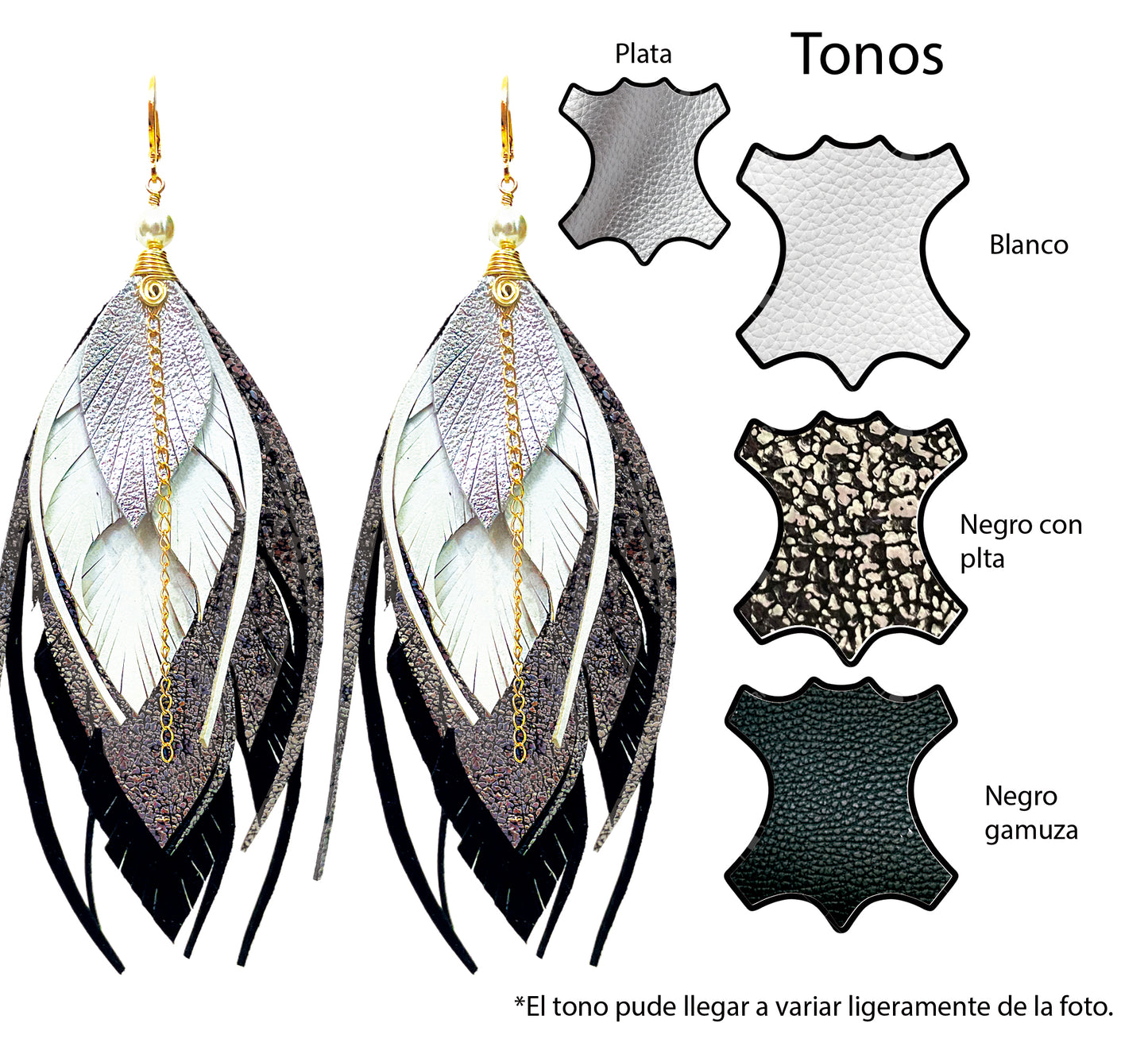 Aretes Multipluma Chico Tailandia Negro
