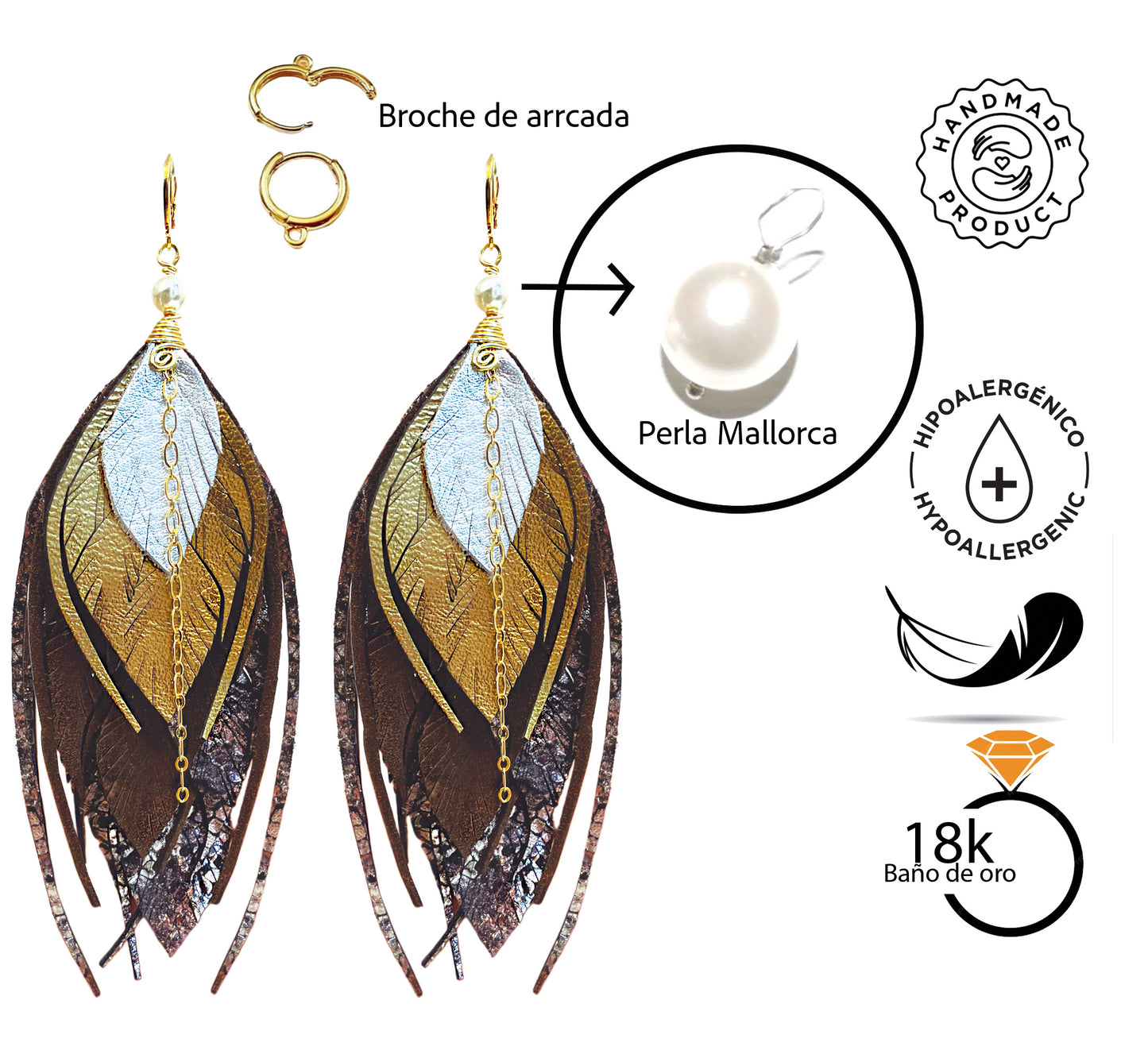 Aretes Multipluma Chico Tailandia