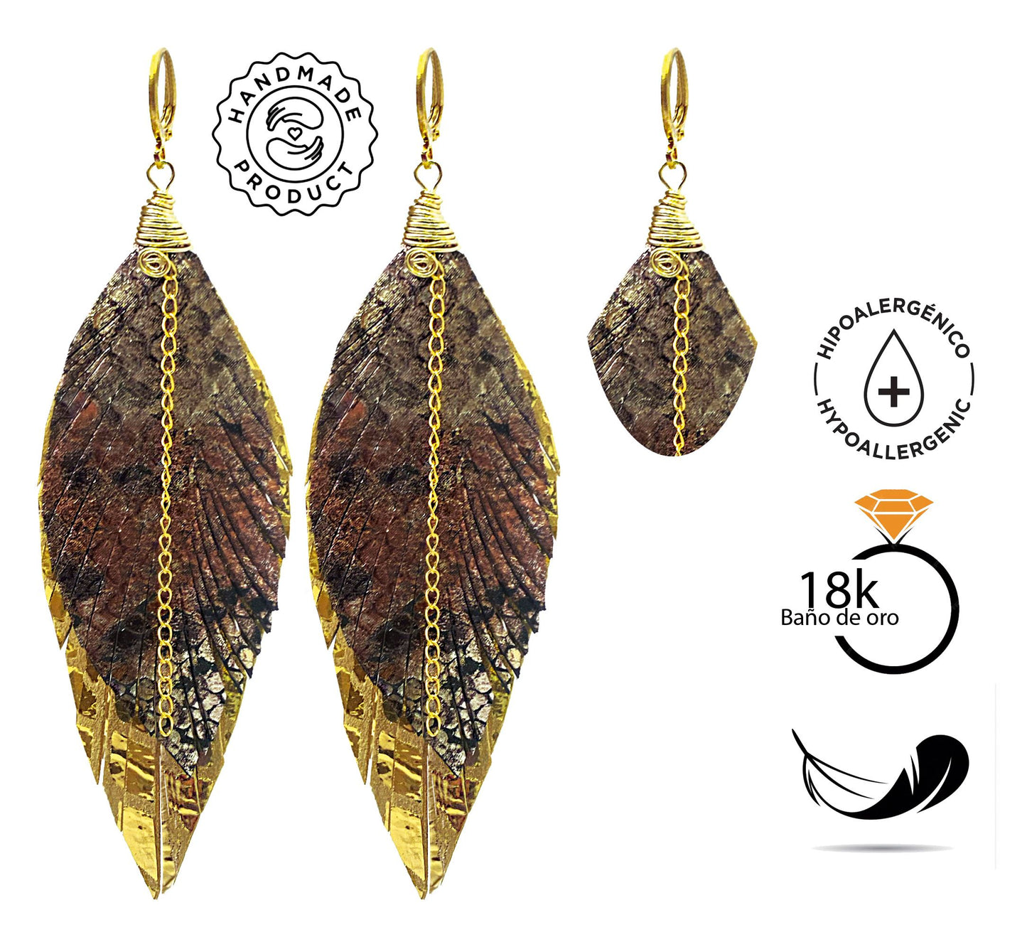 Aretes Ave Dorada