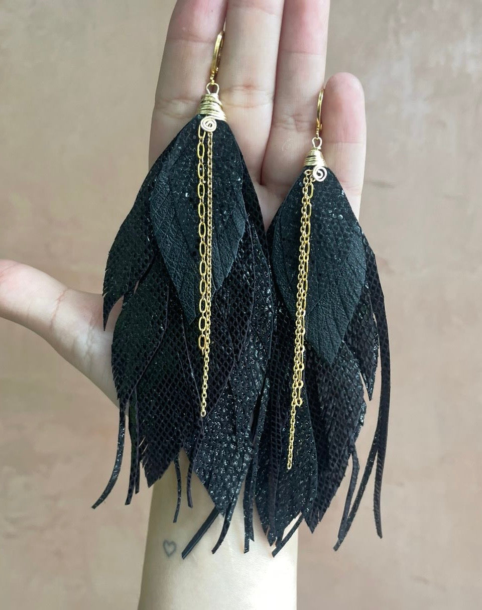 Aretes Maxi Cuervo Negro