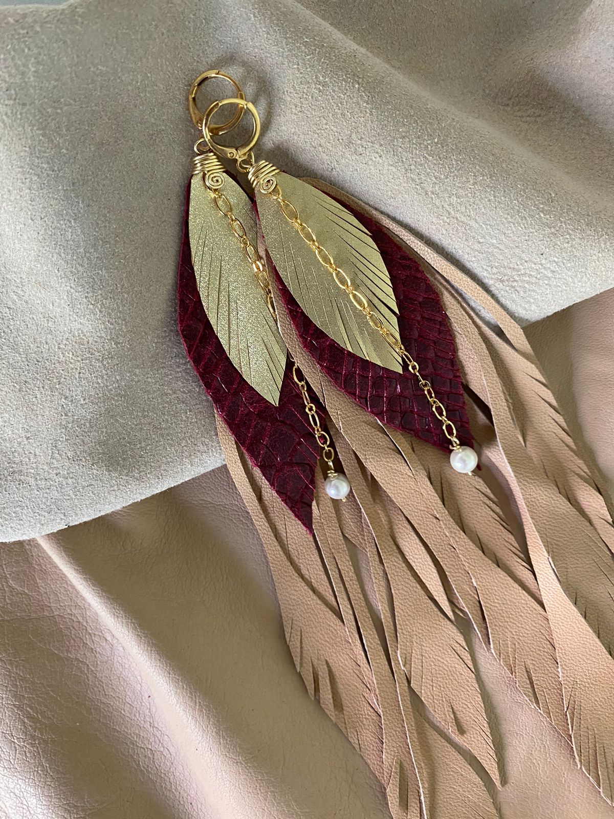 Aretes Maxi Vino Beige