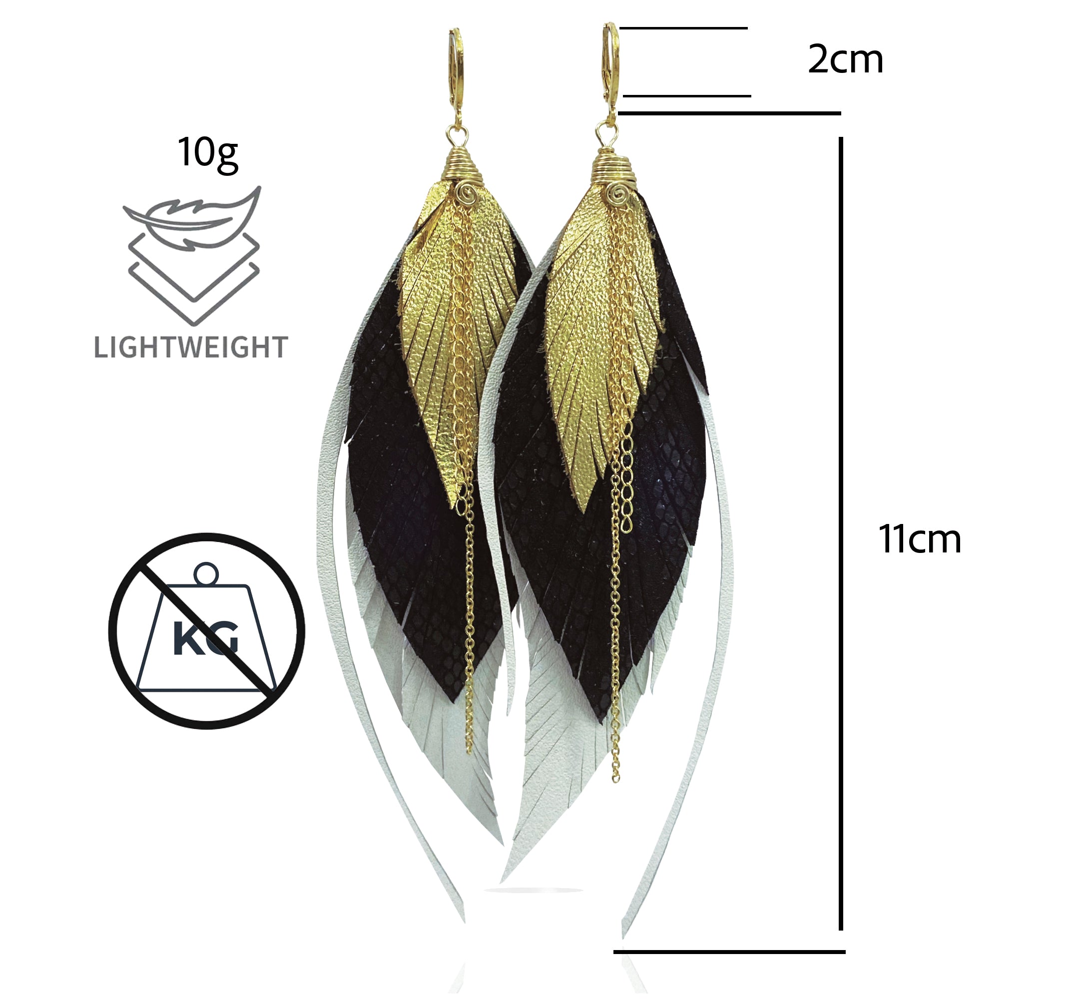 Aretes Pica Blanco y Negro