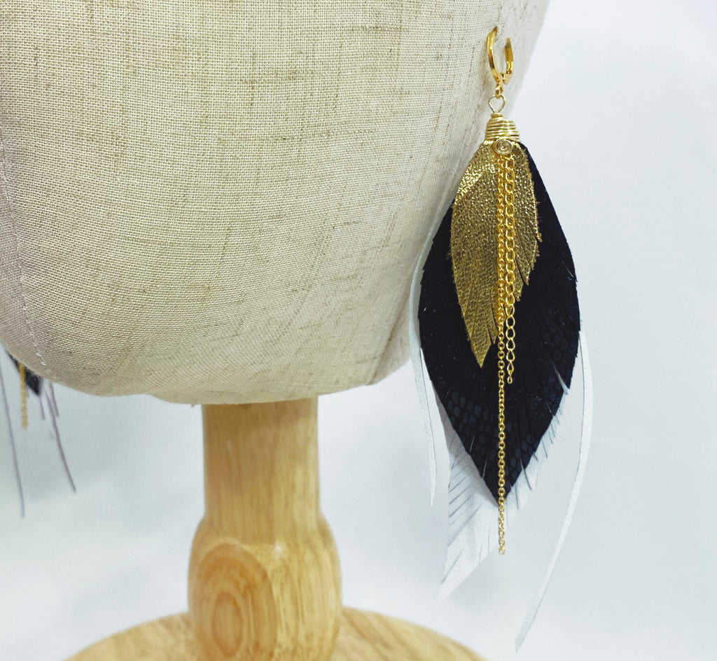 Aretes Pica Blanco y Negro