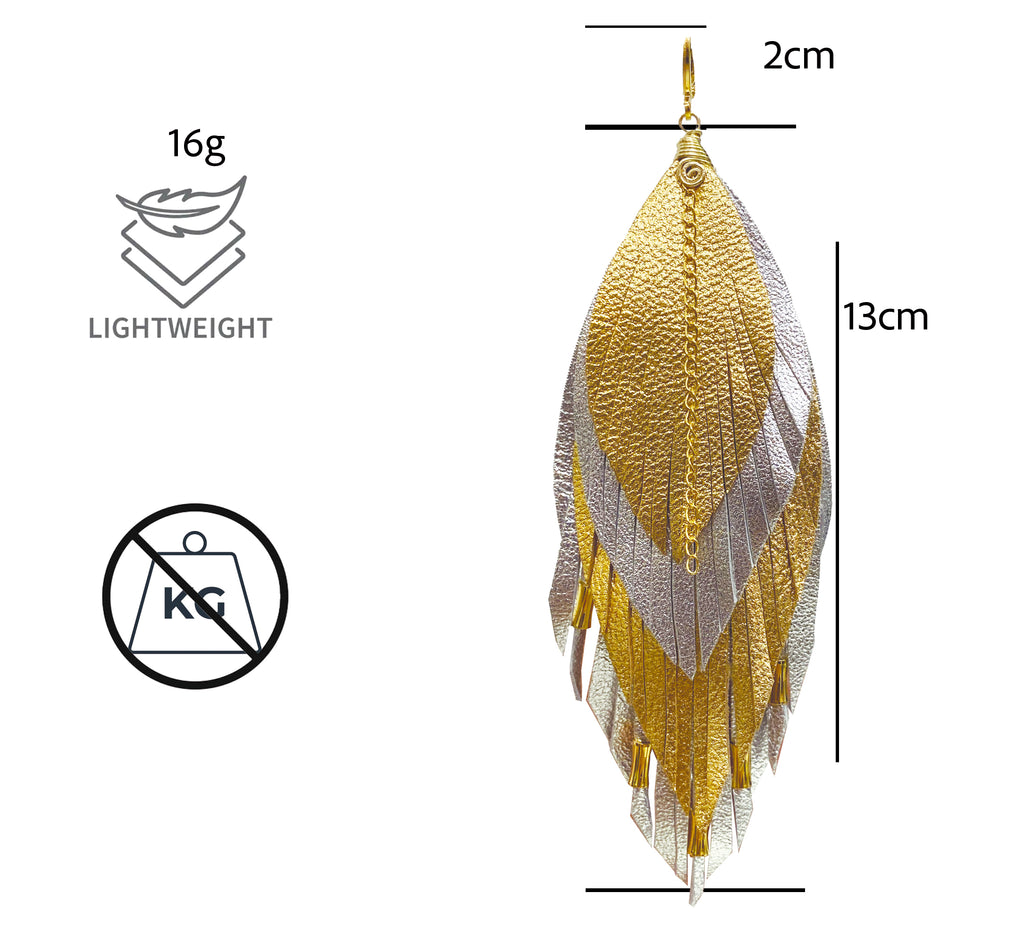 Aretes Cascada Dorado Plata