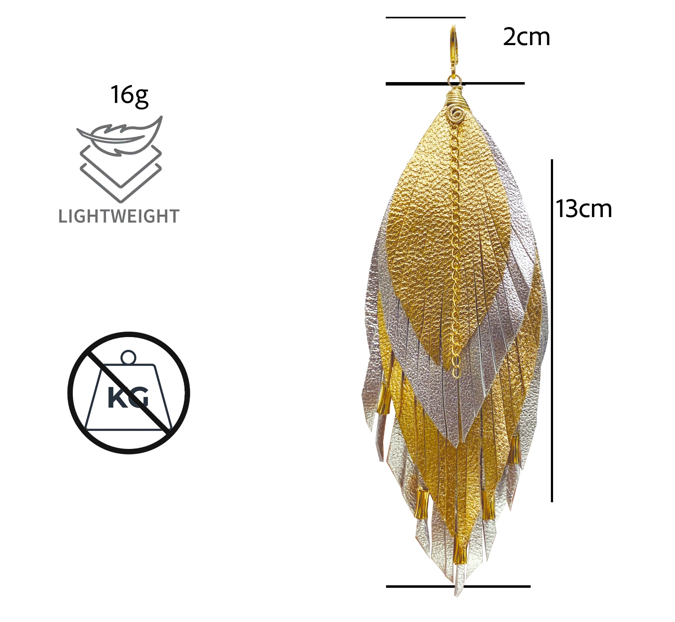 Aretes Cascada Dorado Plata