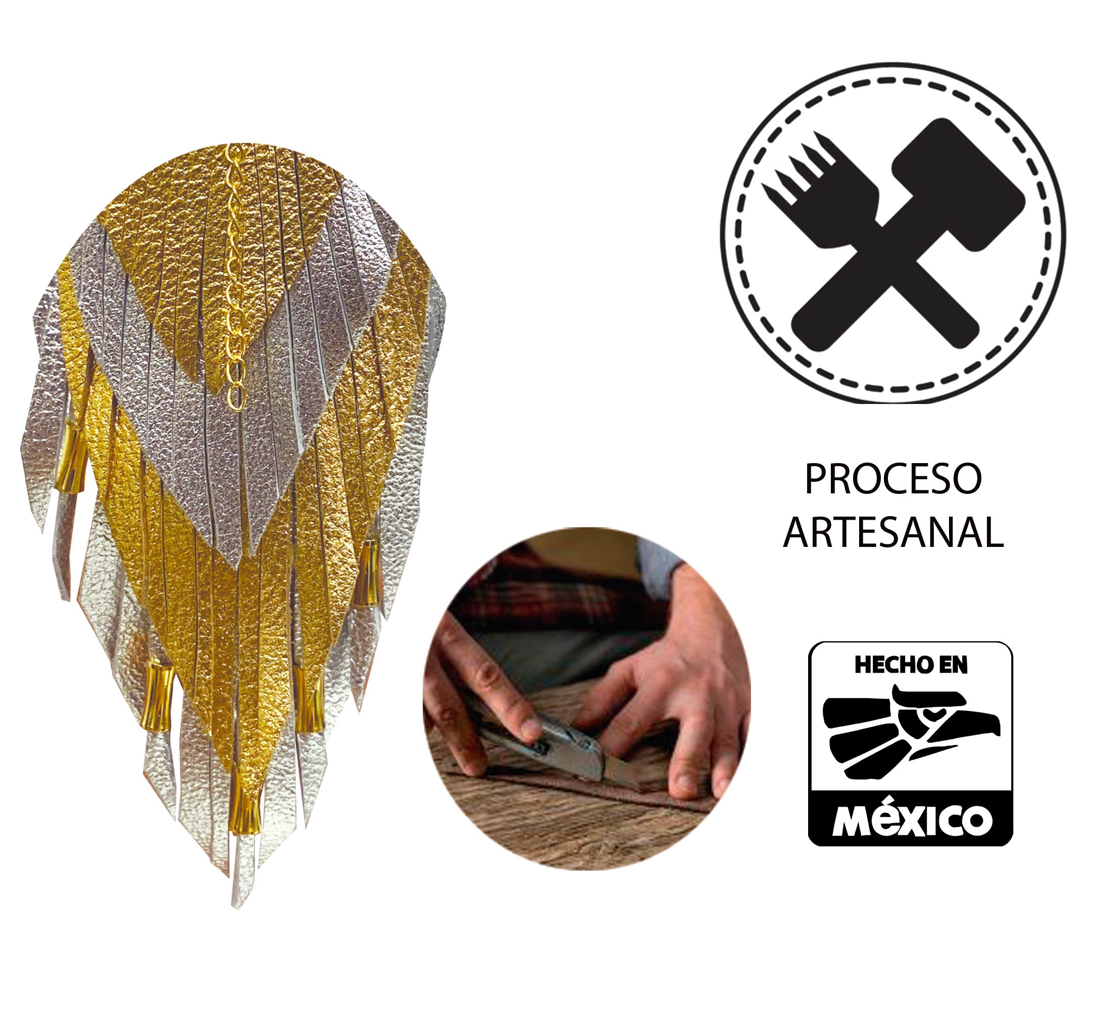 Aretes Cascada Dorado Plata