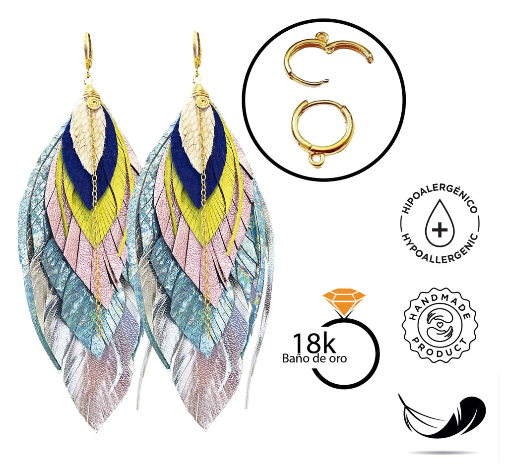 Aretes Multipluma Arcoiris