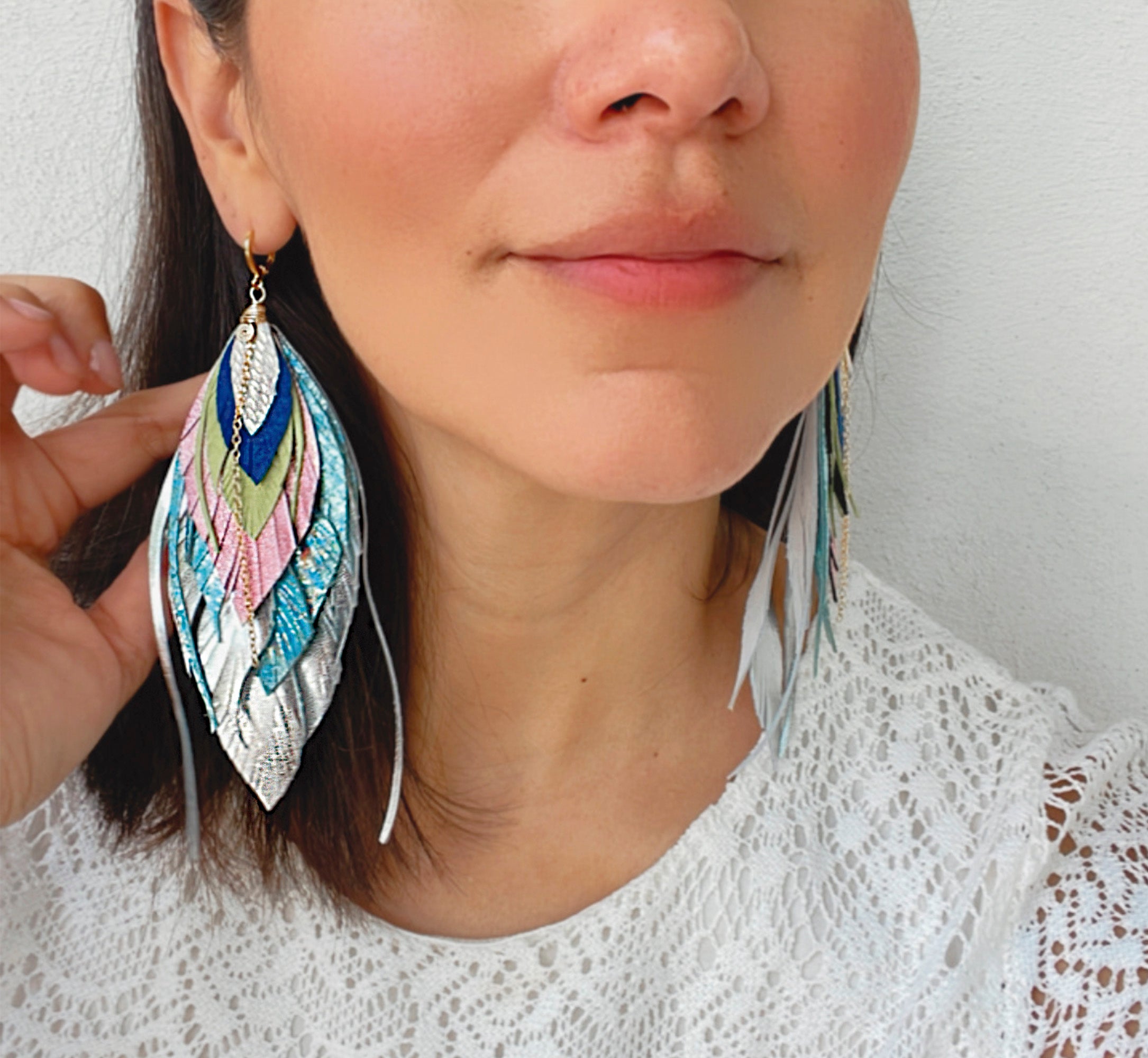 Aretes Multipluma Arcoiris