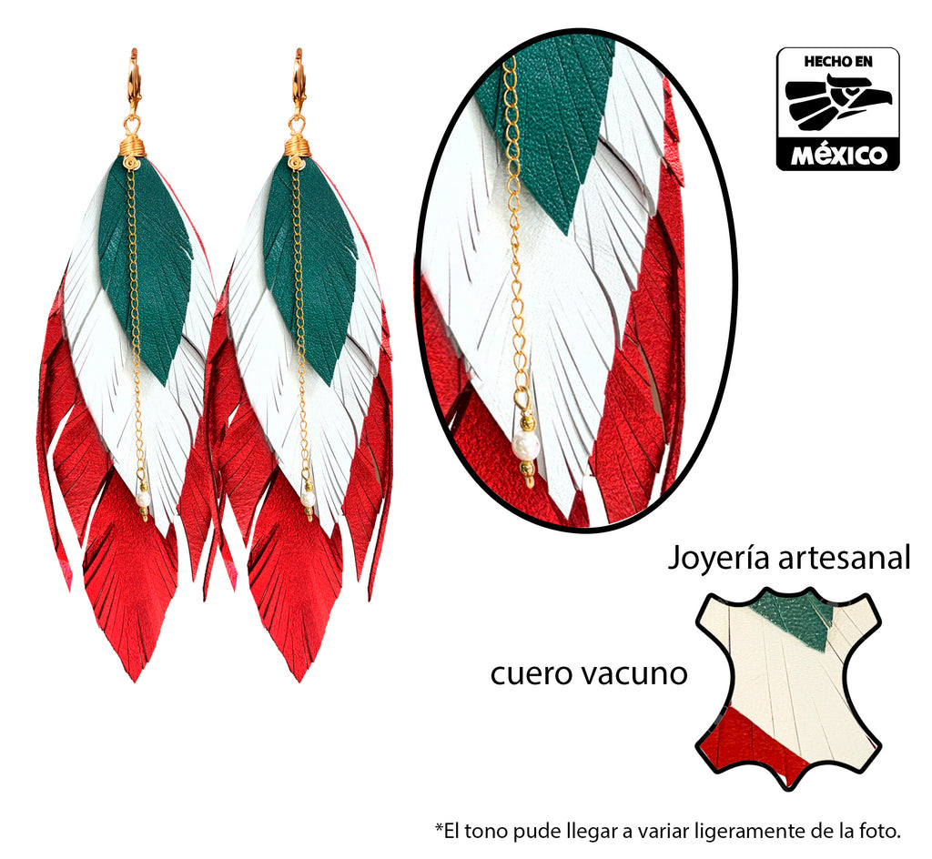 Aretes México Tricolor Largos
