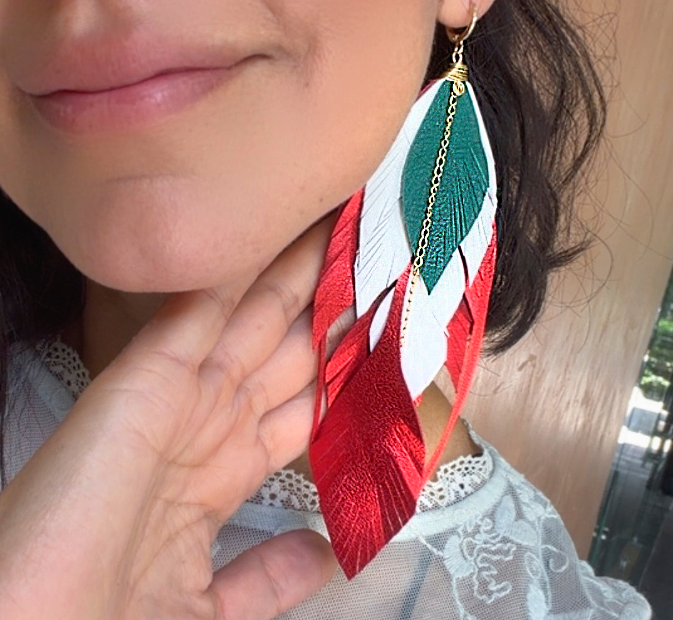 Aretes México Tricolor Largos