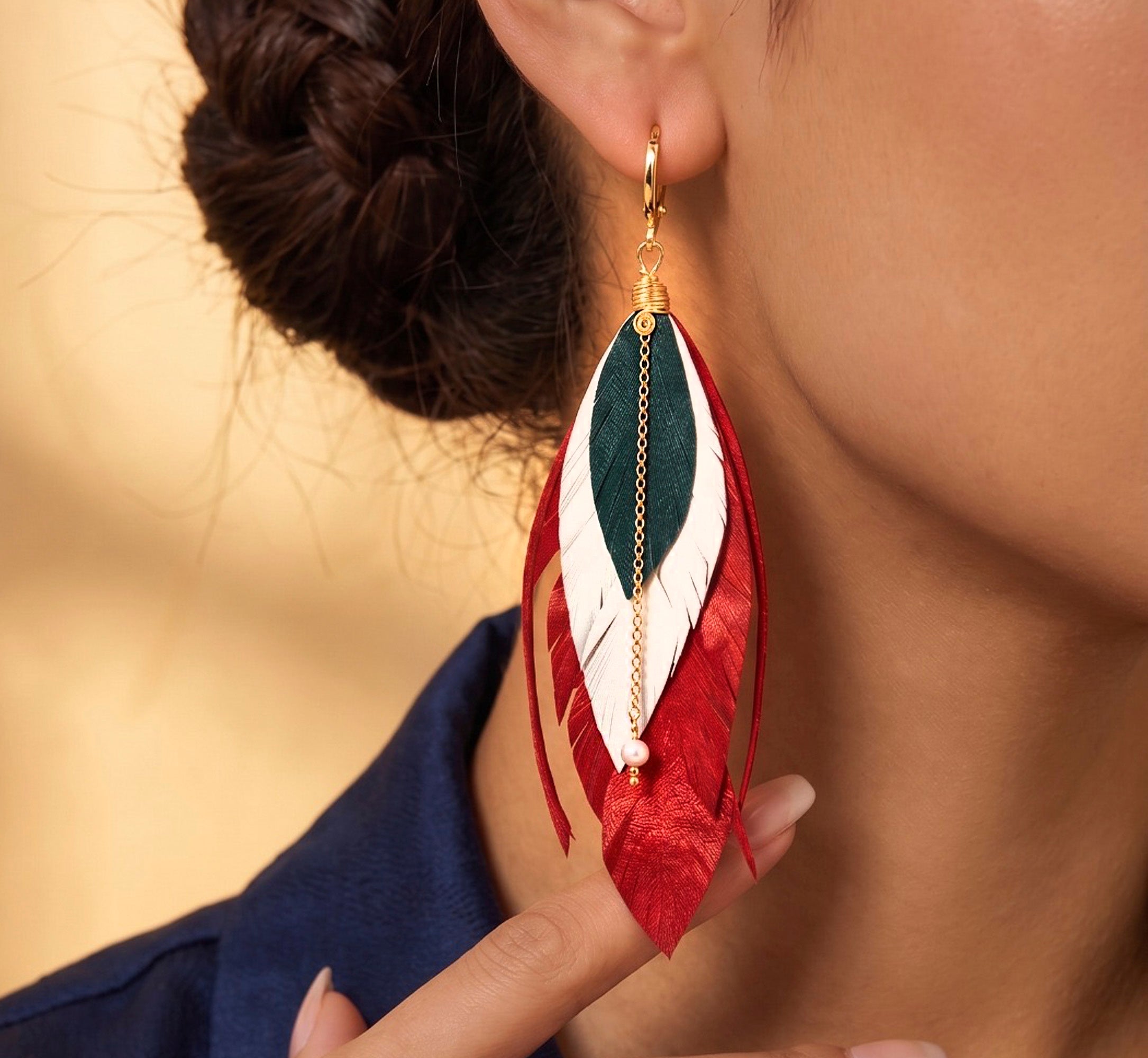 Aretes México Tricolor Largos