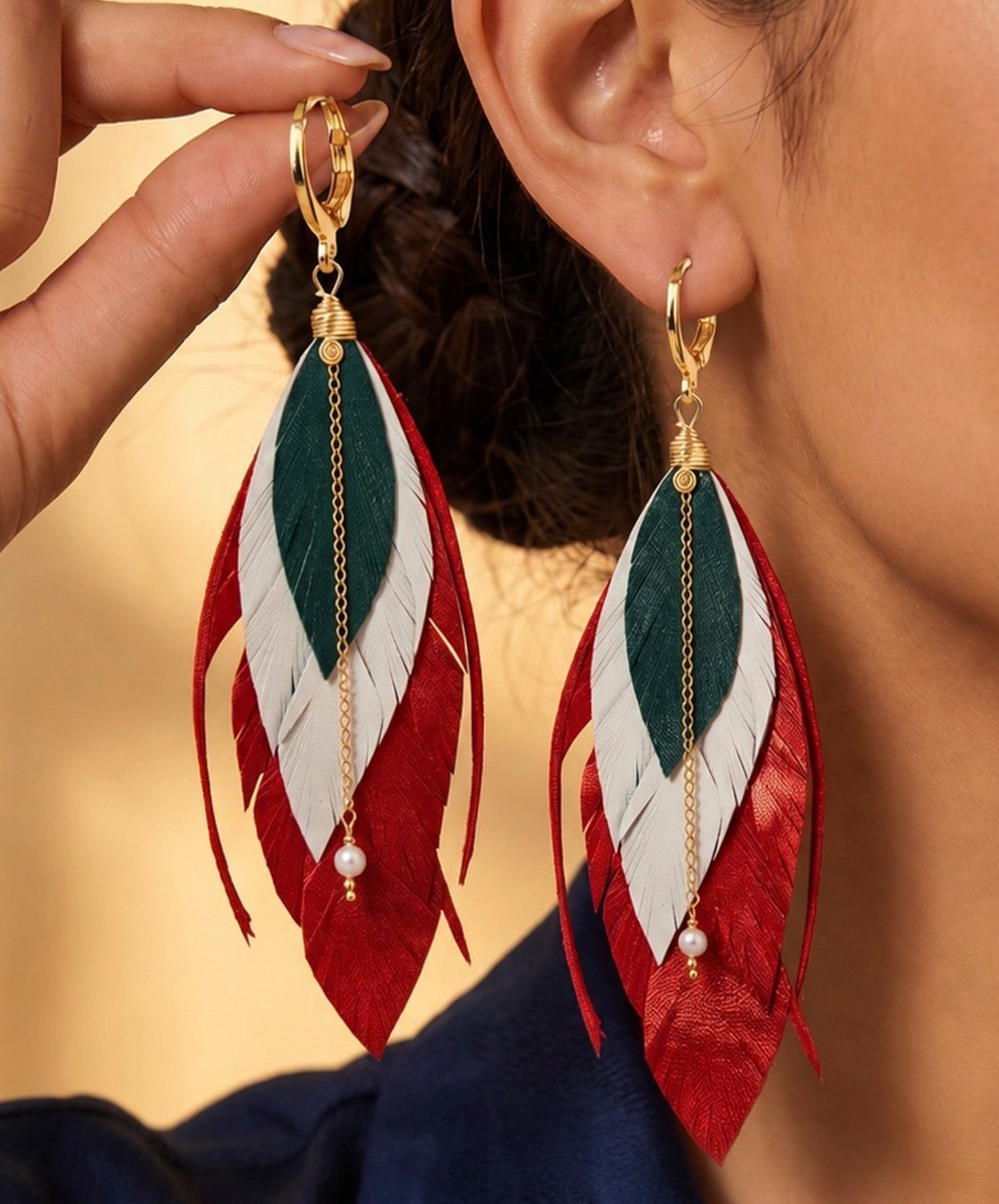 Aretes México Tricolor Largos