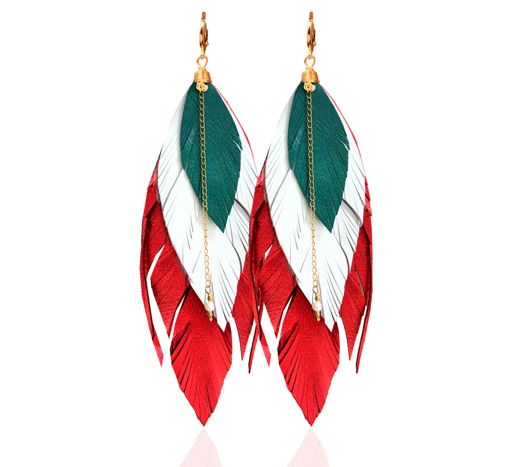 Aretes México Tricolor Largos