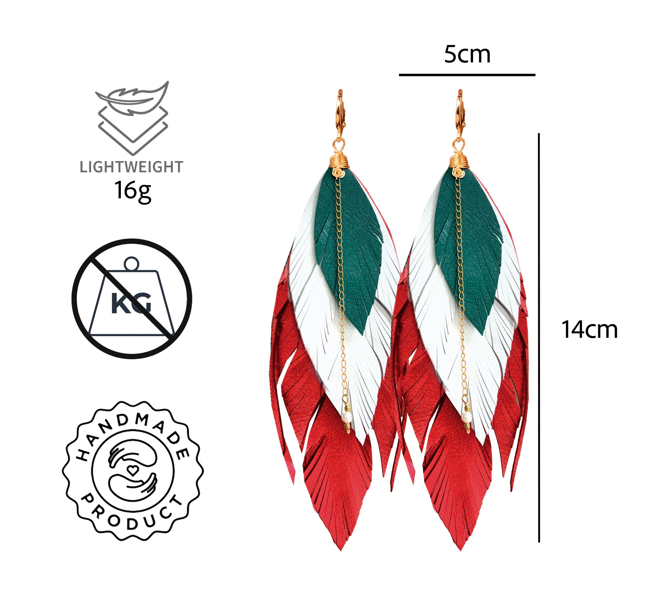 Aretes México Tricolor Largos