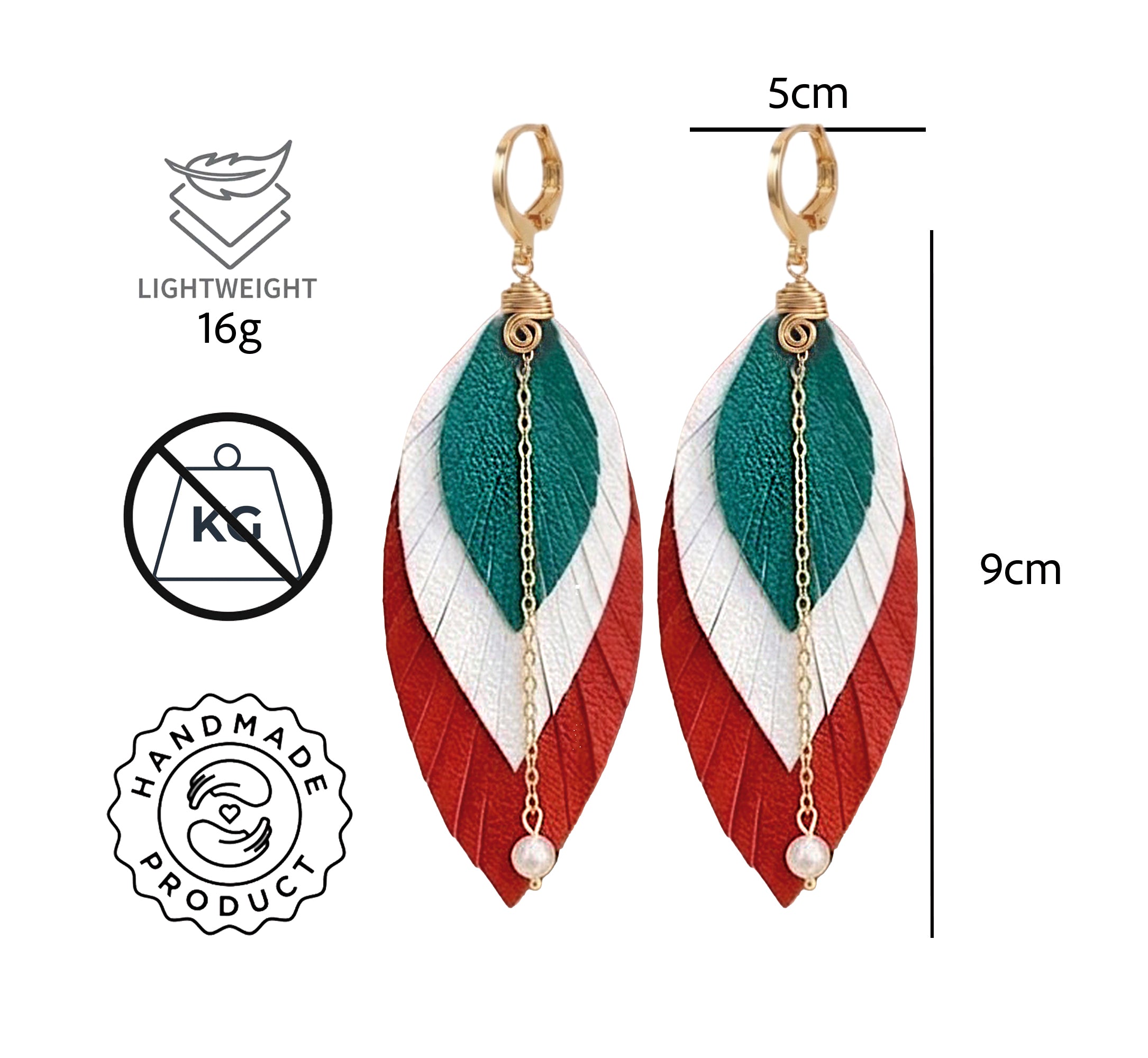 Aretes México Tricolor Medianos
