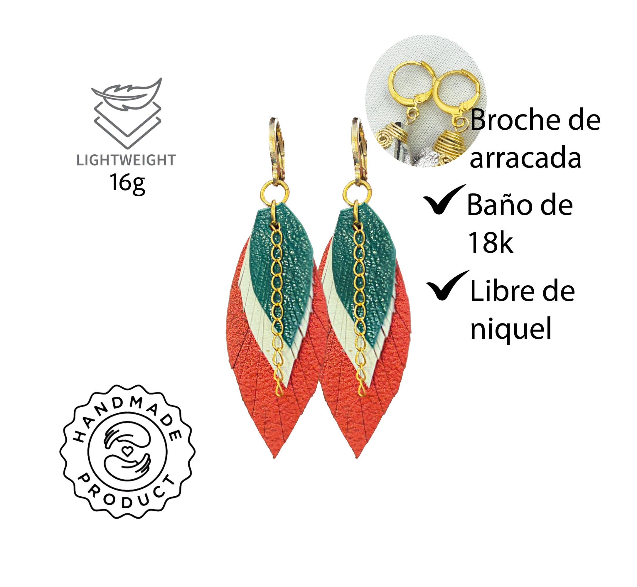 Aretes México Tricolor Set Mini