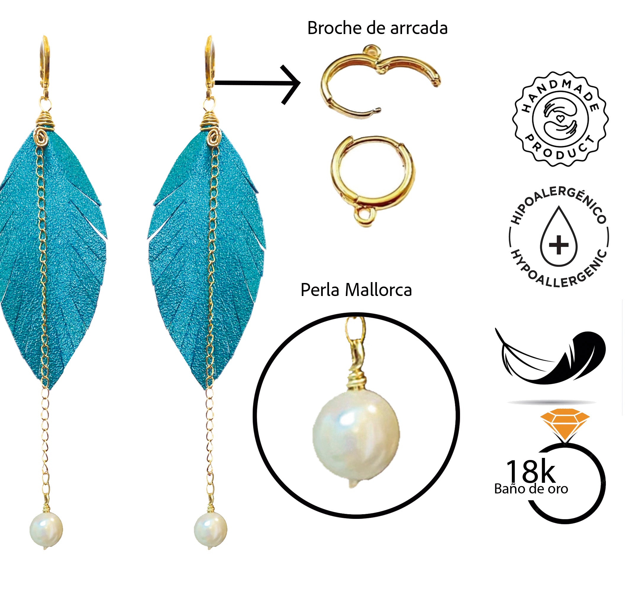 Aretes Monopluma Mallorca Azul