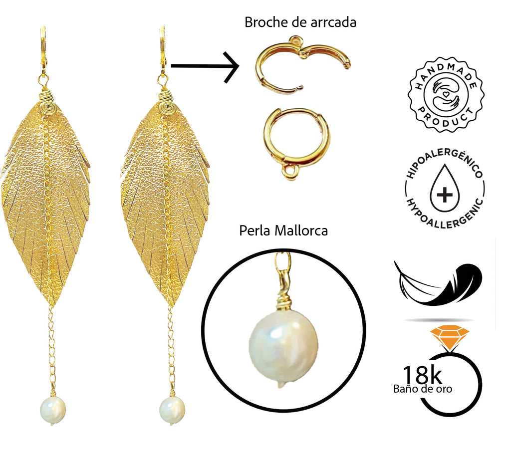Aretes Monopluma Mallorca Dorado