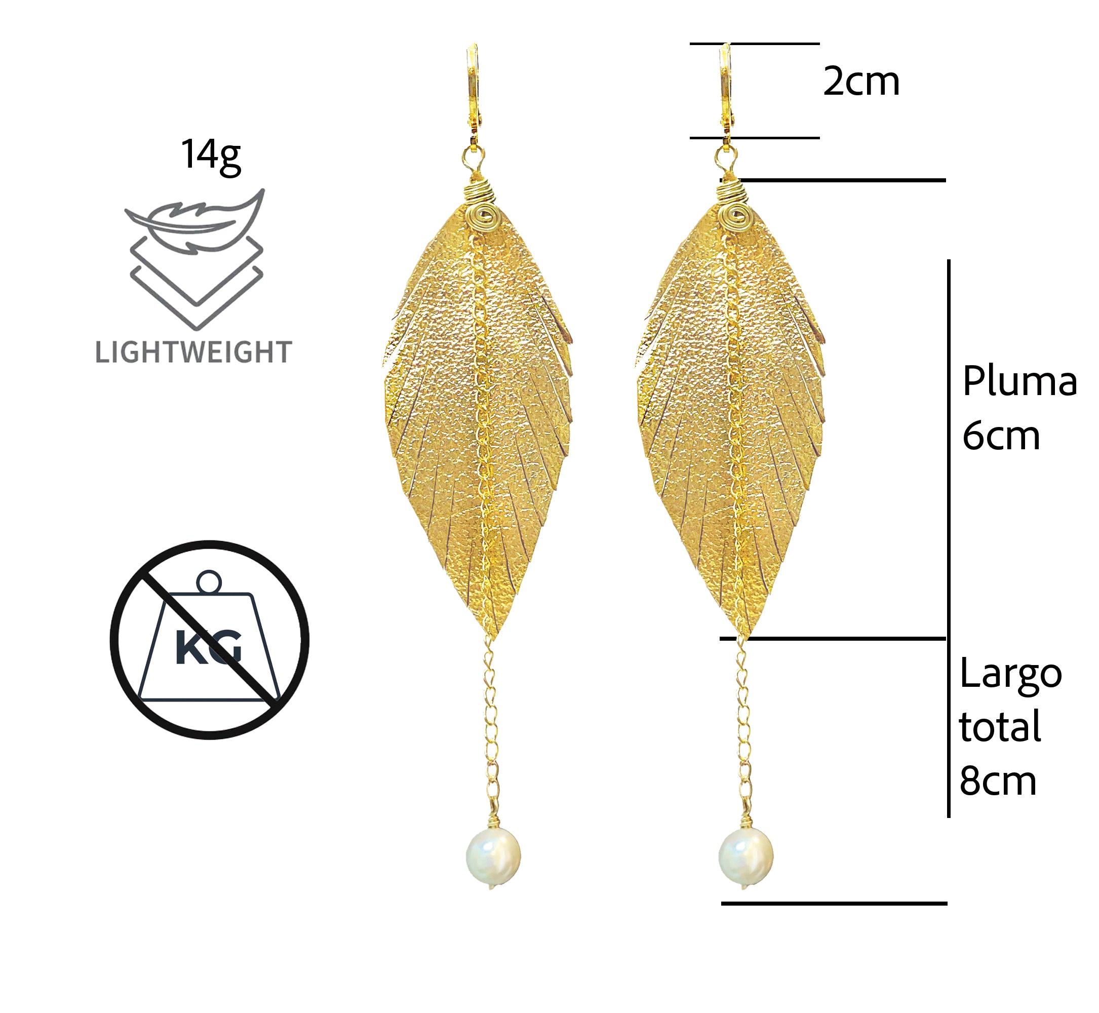 Aretes Monopluma Mallorca Dorado