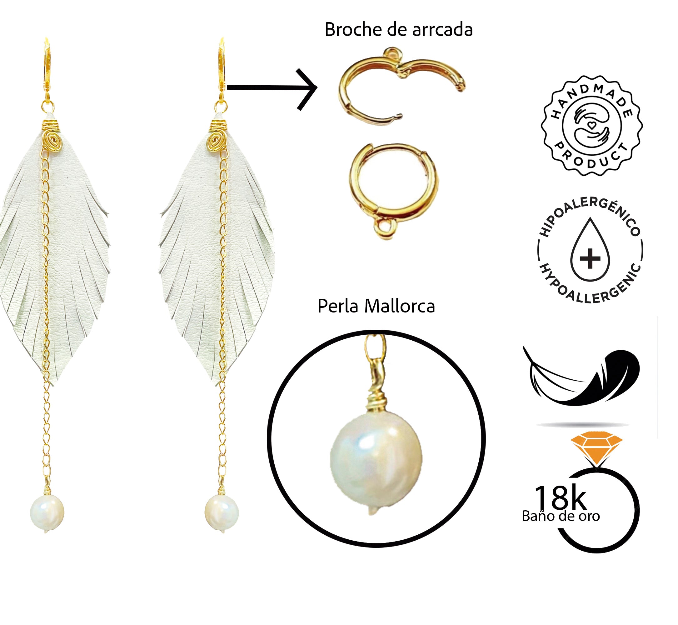 Aretes Monopluma Mallorca Blanco