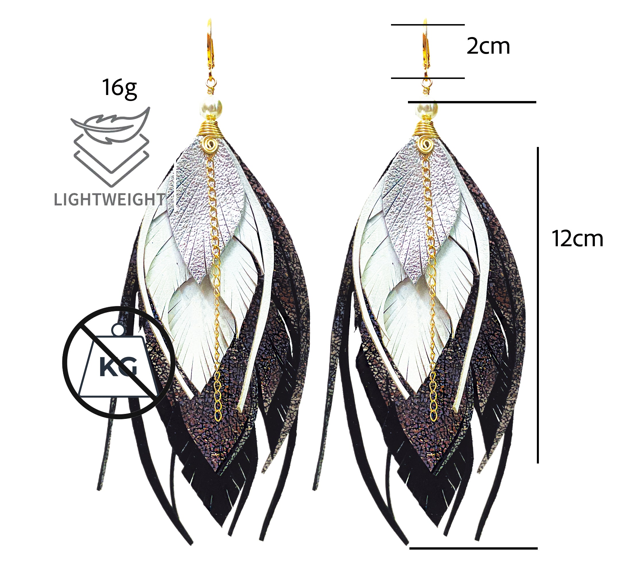 Aretes MultiPluma Tailandia Negro
