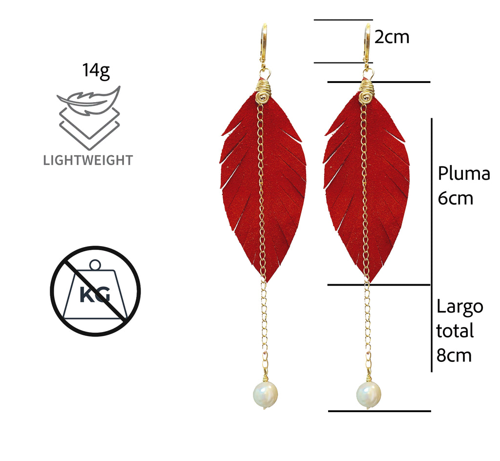 Aretes Monopluma Mallorca Rojo