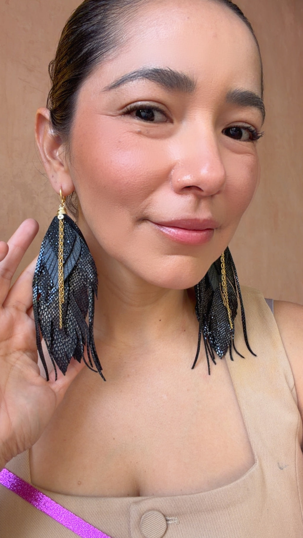 Aretes Maxi Cuervo Negro