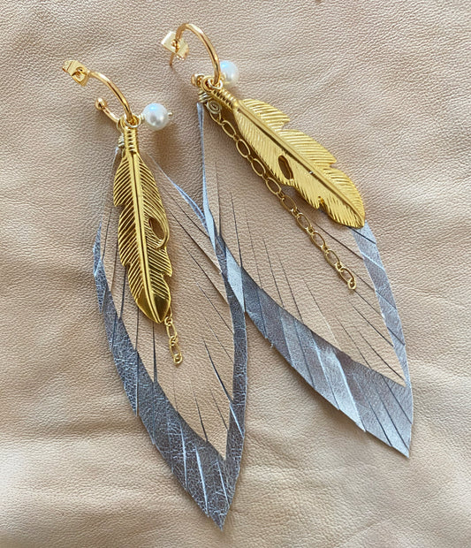 Aretes Beige Plata