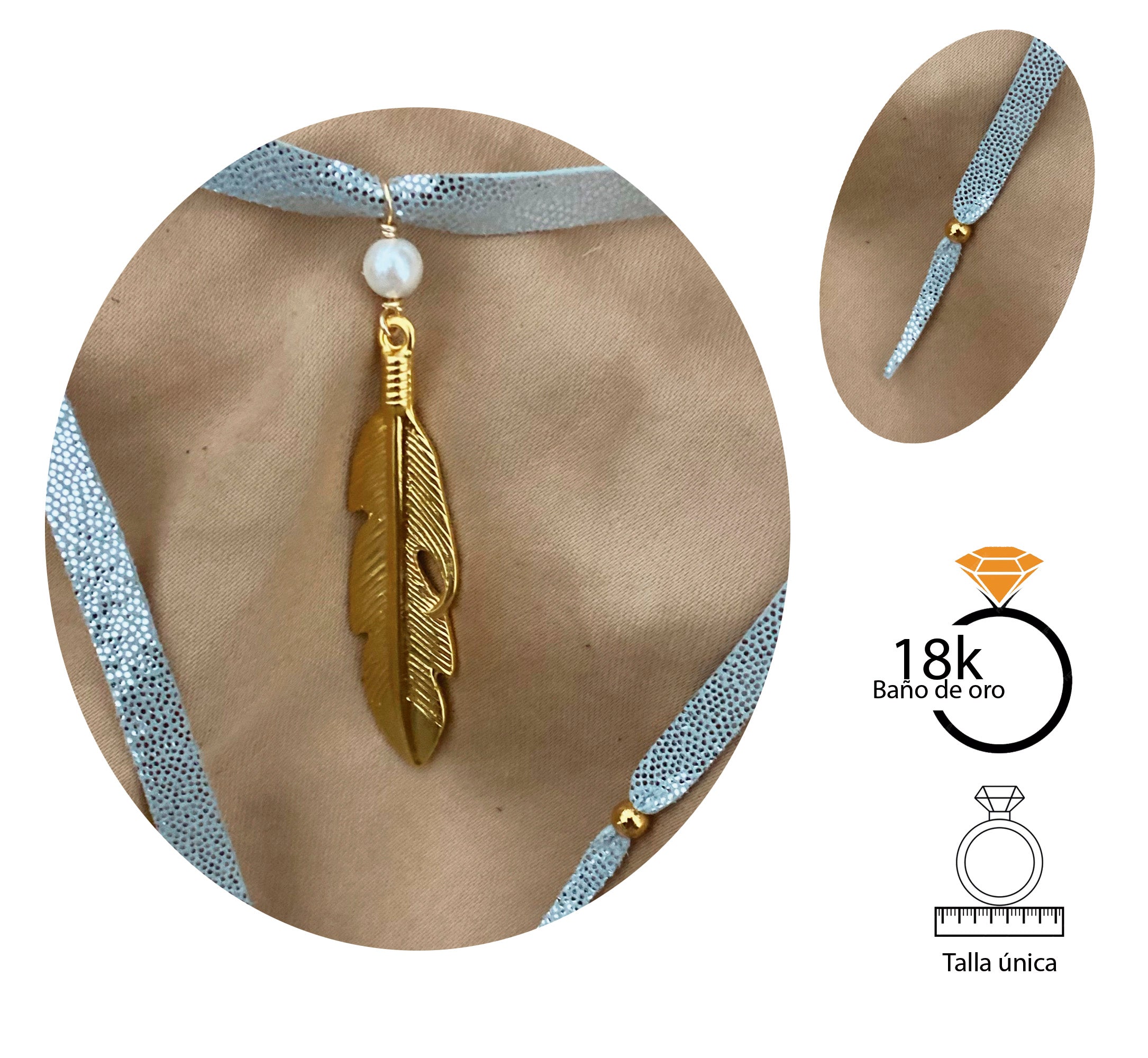 Gargantilla de piel con pluma