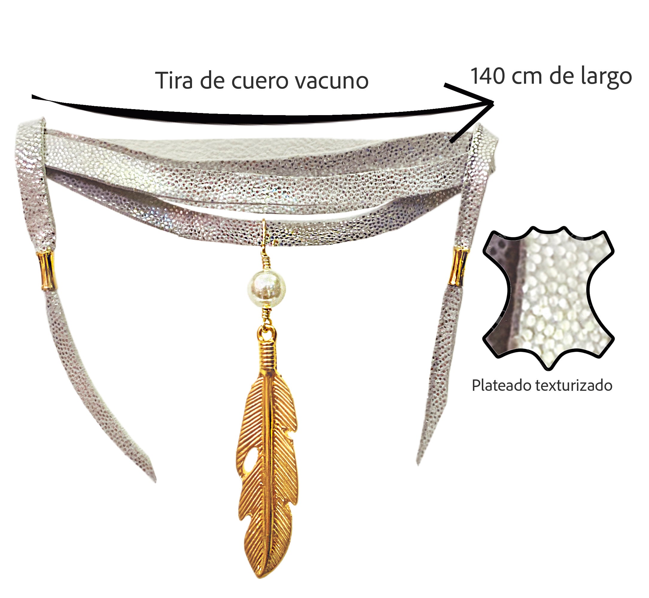Gargantilla de piel con pluma