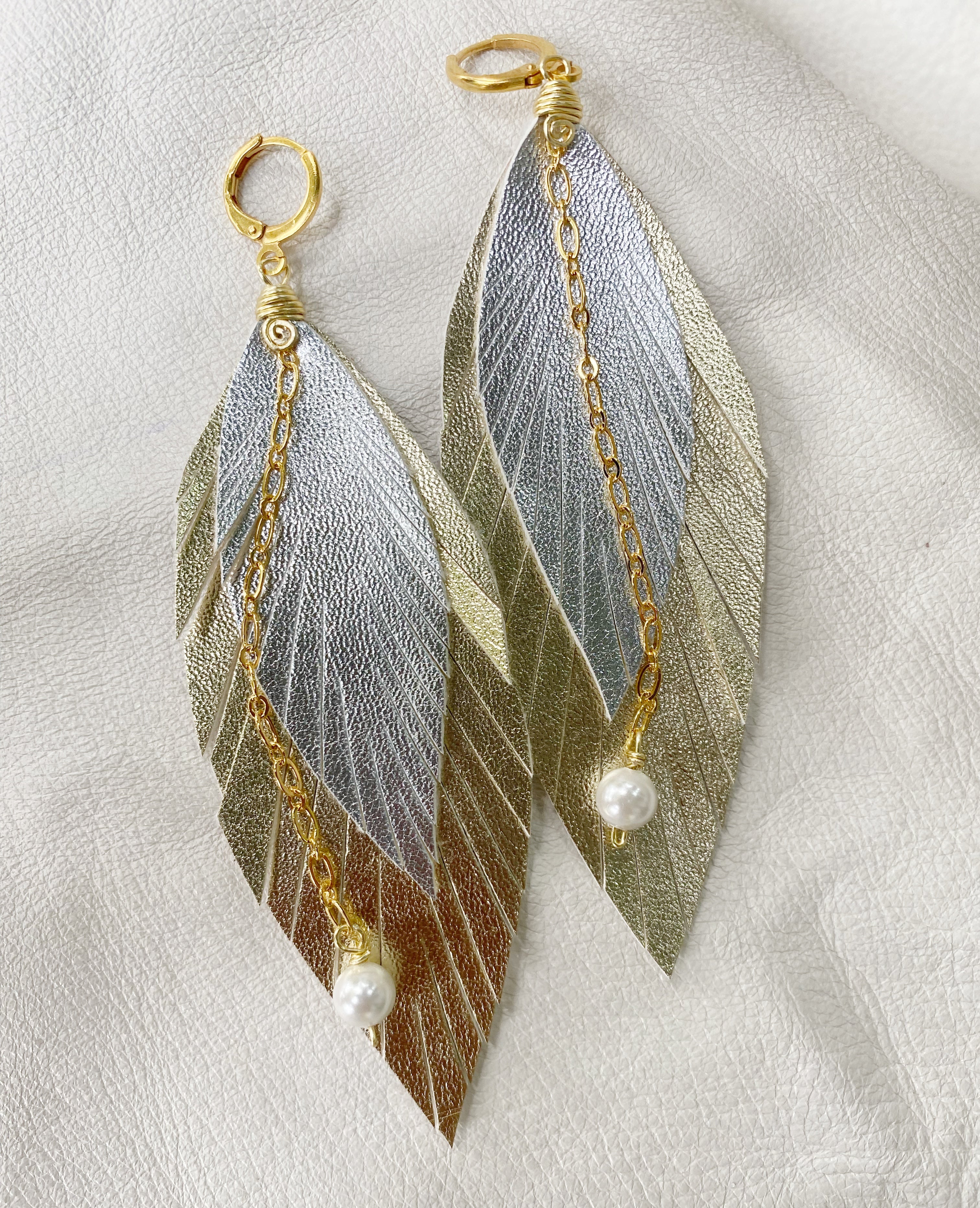 Aretes Boho Dorado Piel Vegana