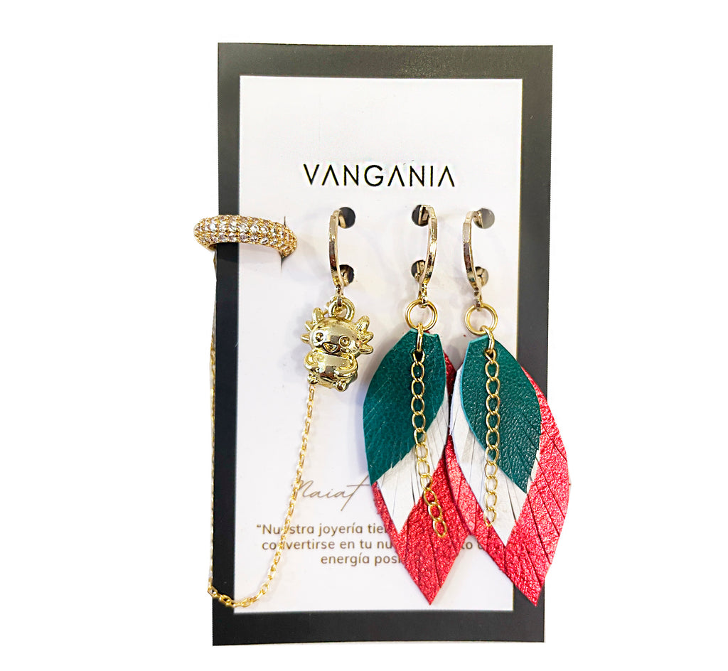Aretes México Tricolor Set Mini