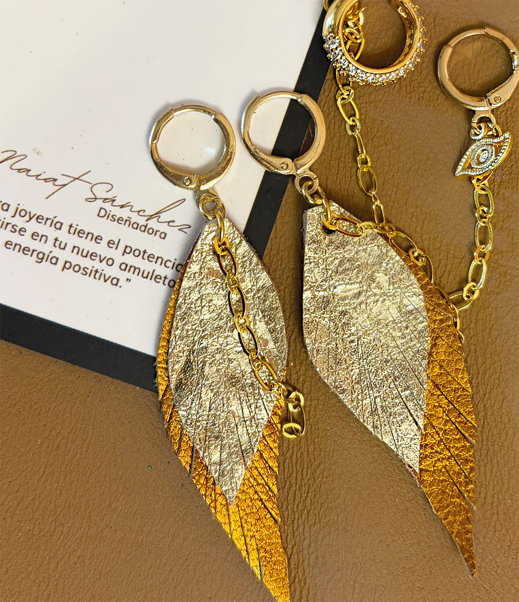 Aretes Huggies Dorado con Cobre