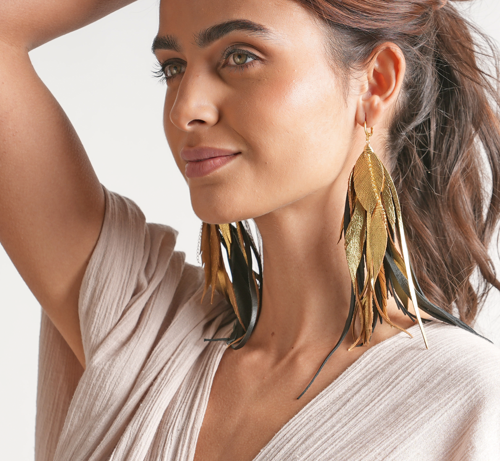 Aretes Maxi Raven Gold