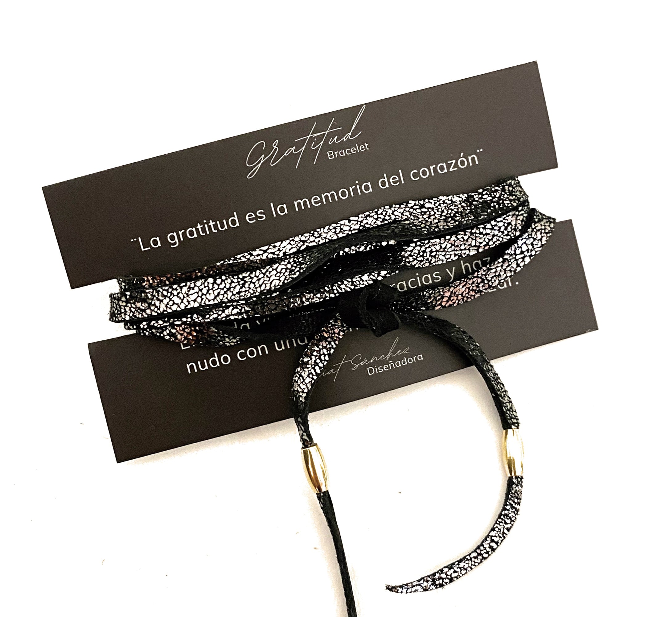 Pulsera Gratitud Negro Plata