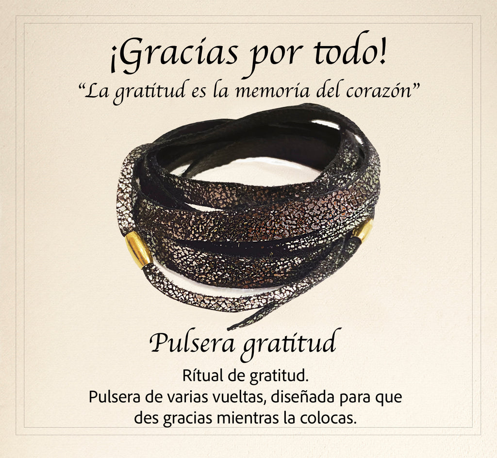 Pulsera Gratitud Negro Plata