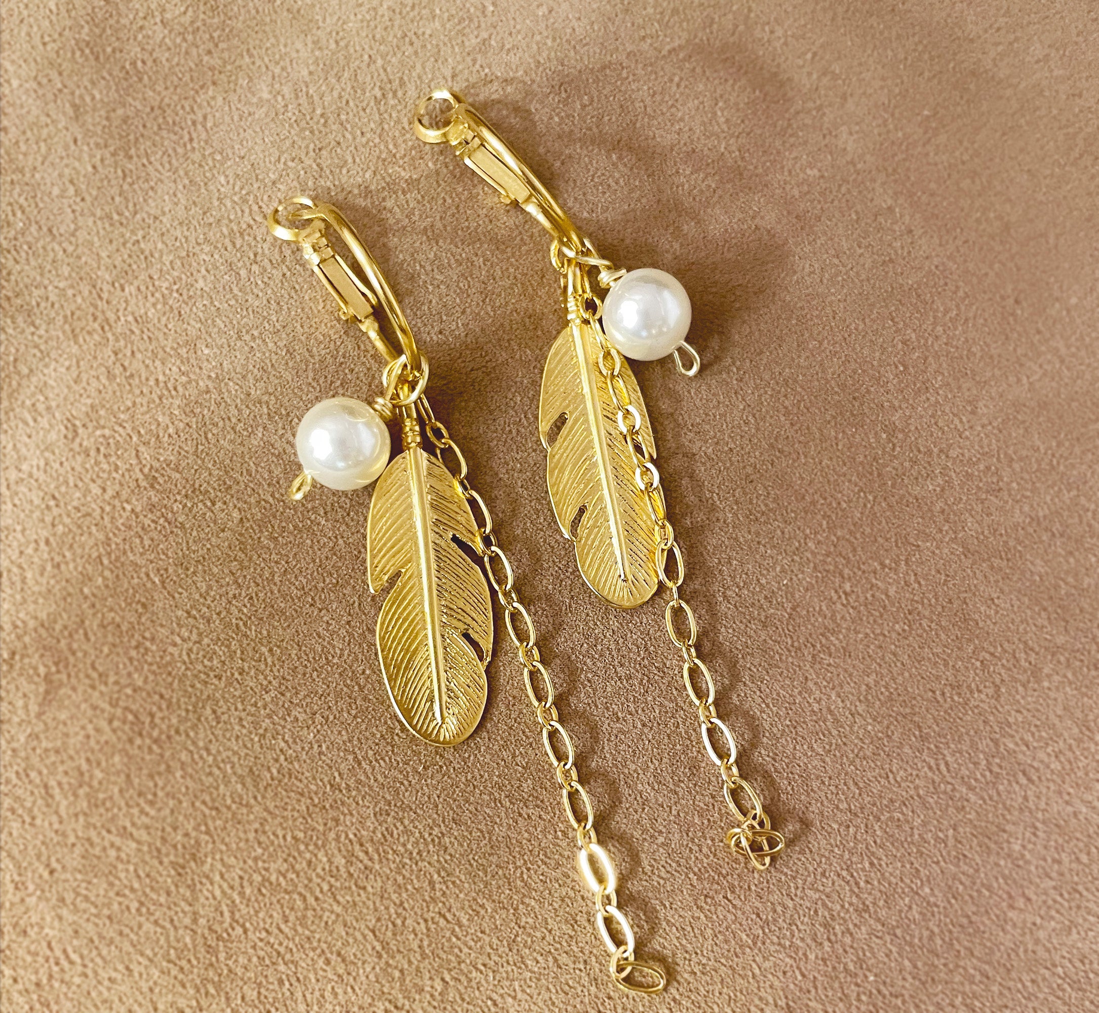 Aretes Plata Beige con Dijes Desmontables