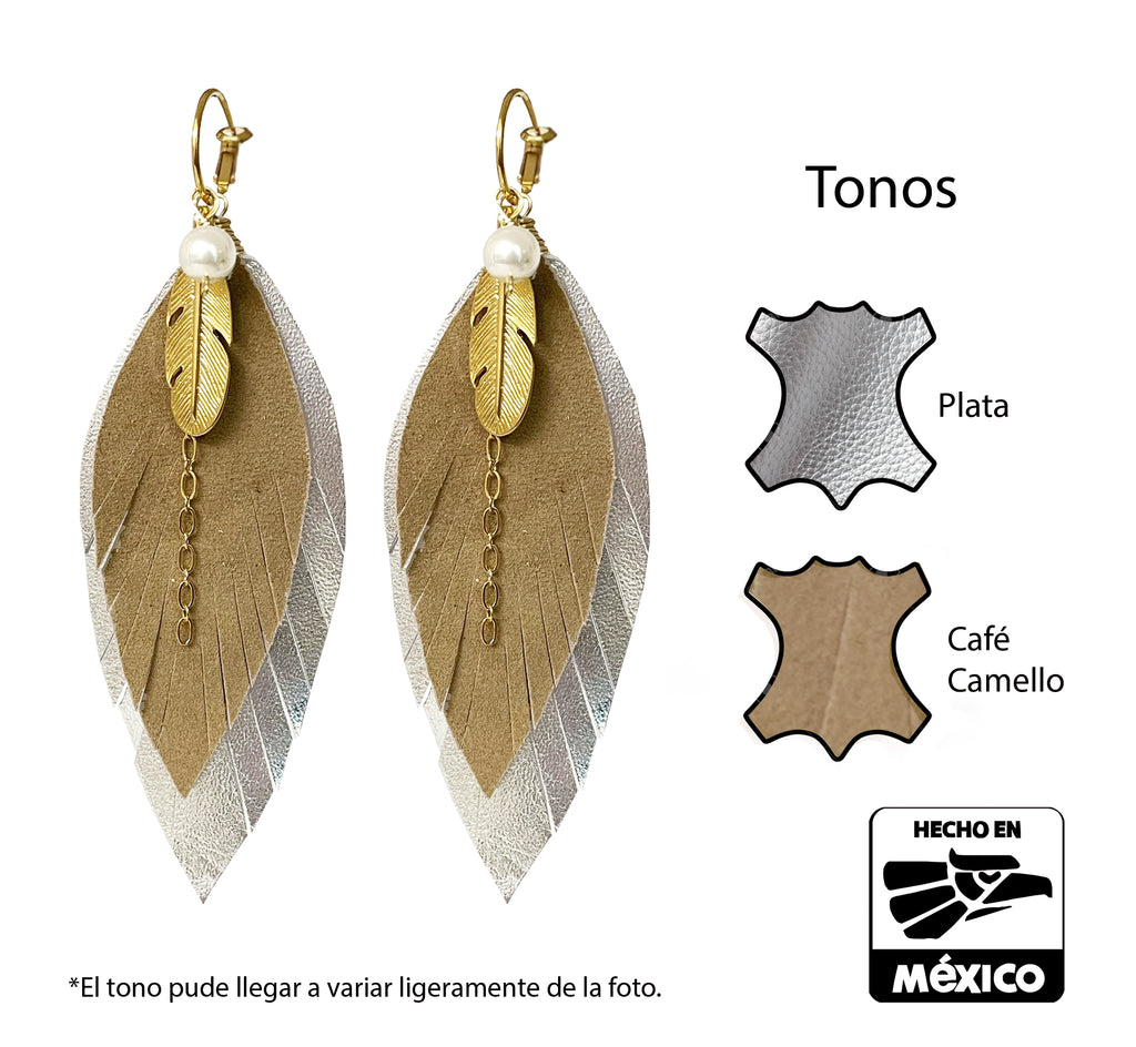 Aretes Plata Beige con Dijes Desmontables