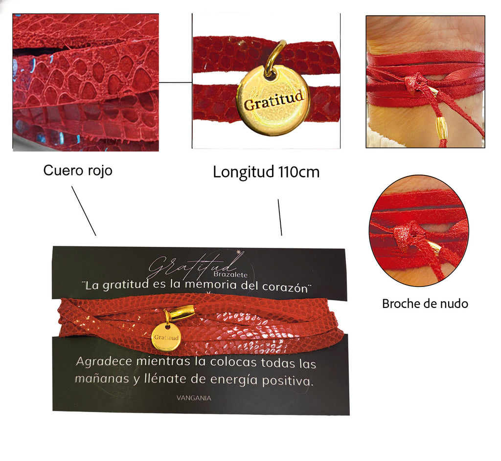 Pulsera Gratitud Roja