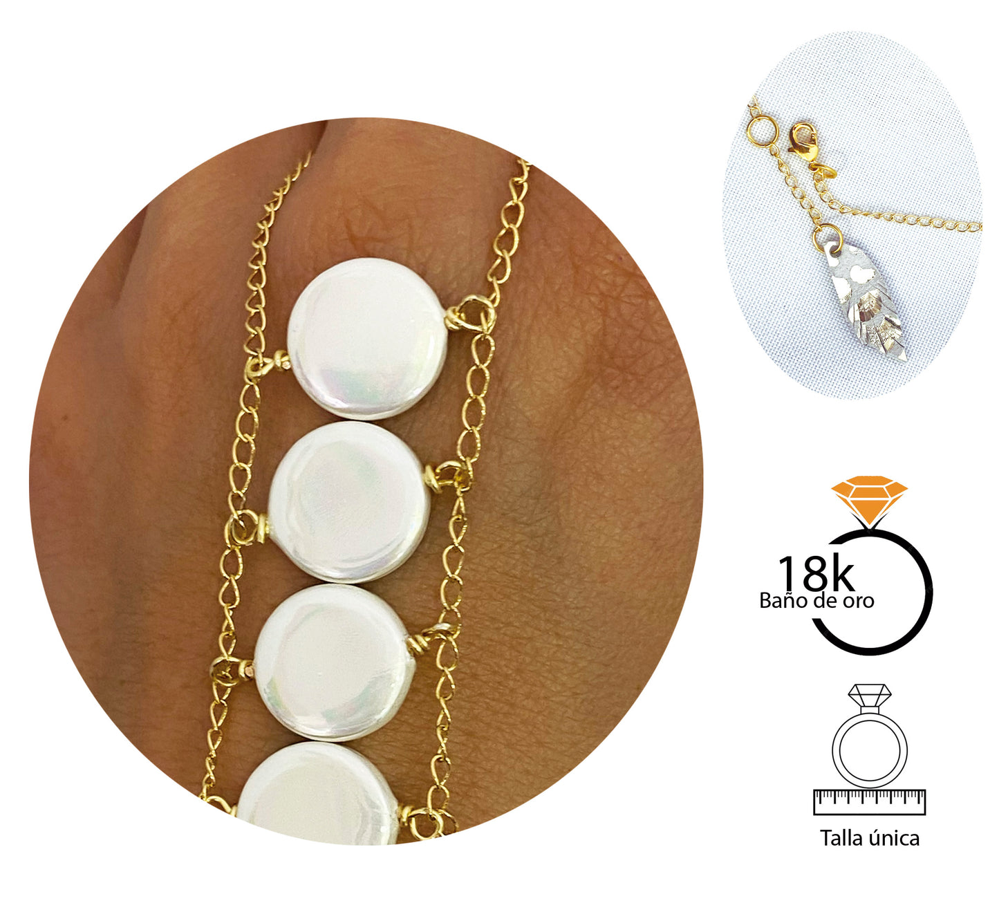 Cadena de mano White Pearl