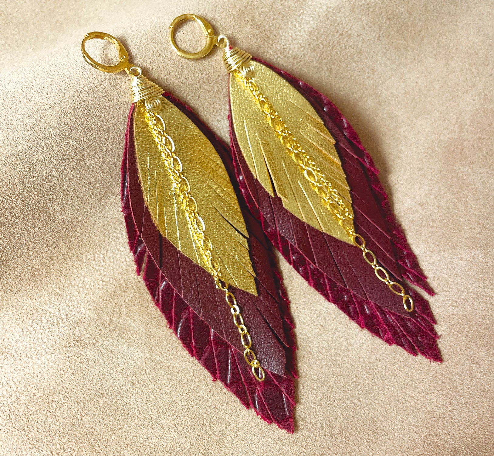 Aretes Zanate Guinda