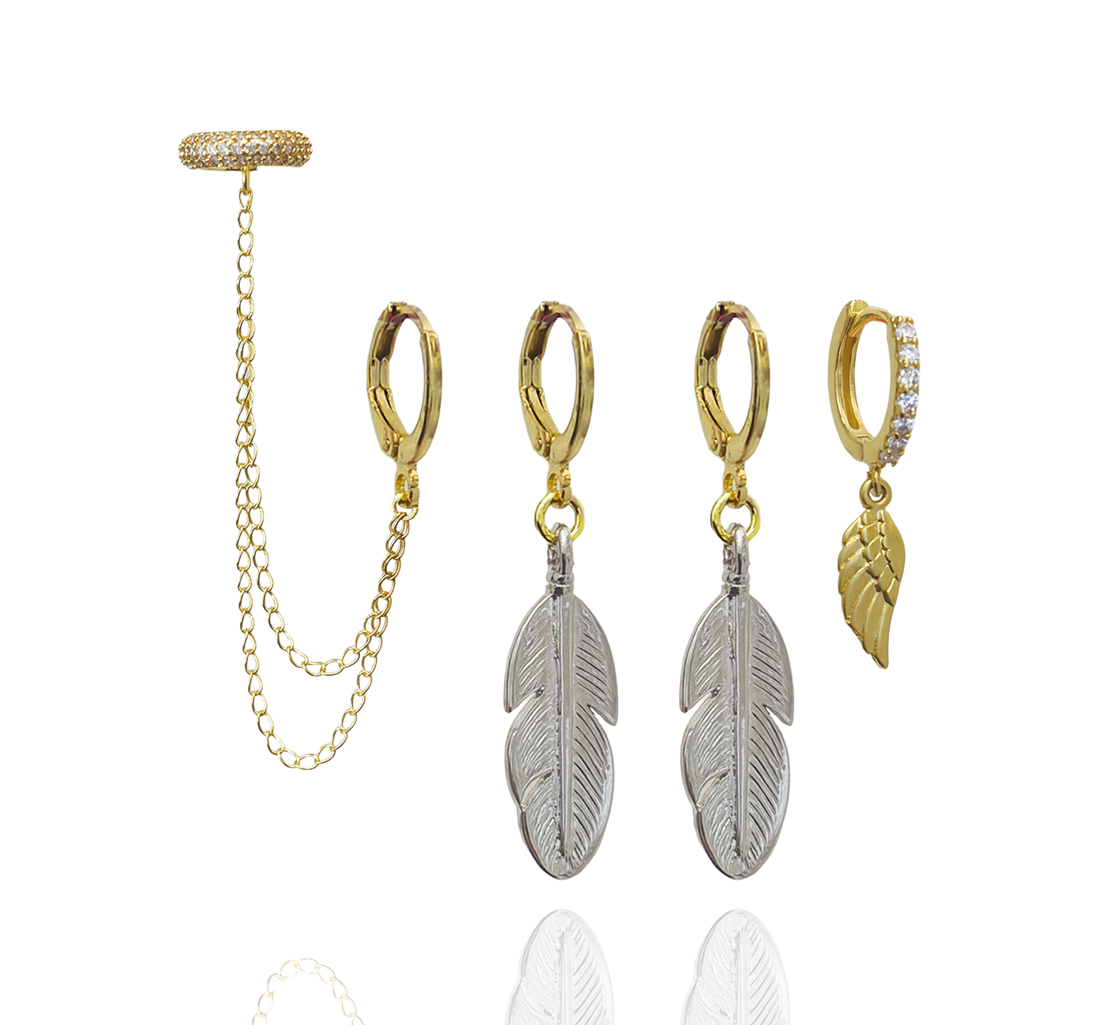 Aretes Huggies Pluma